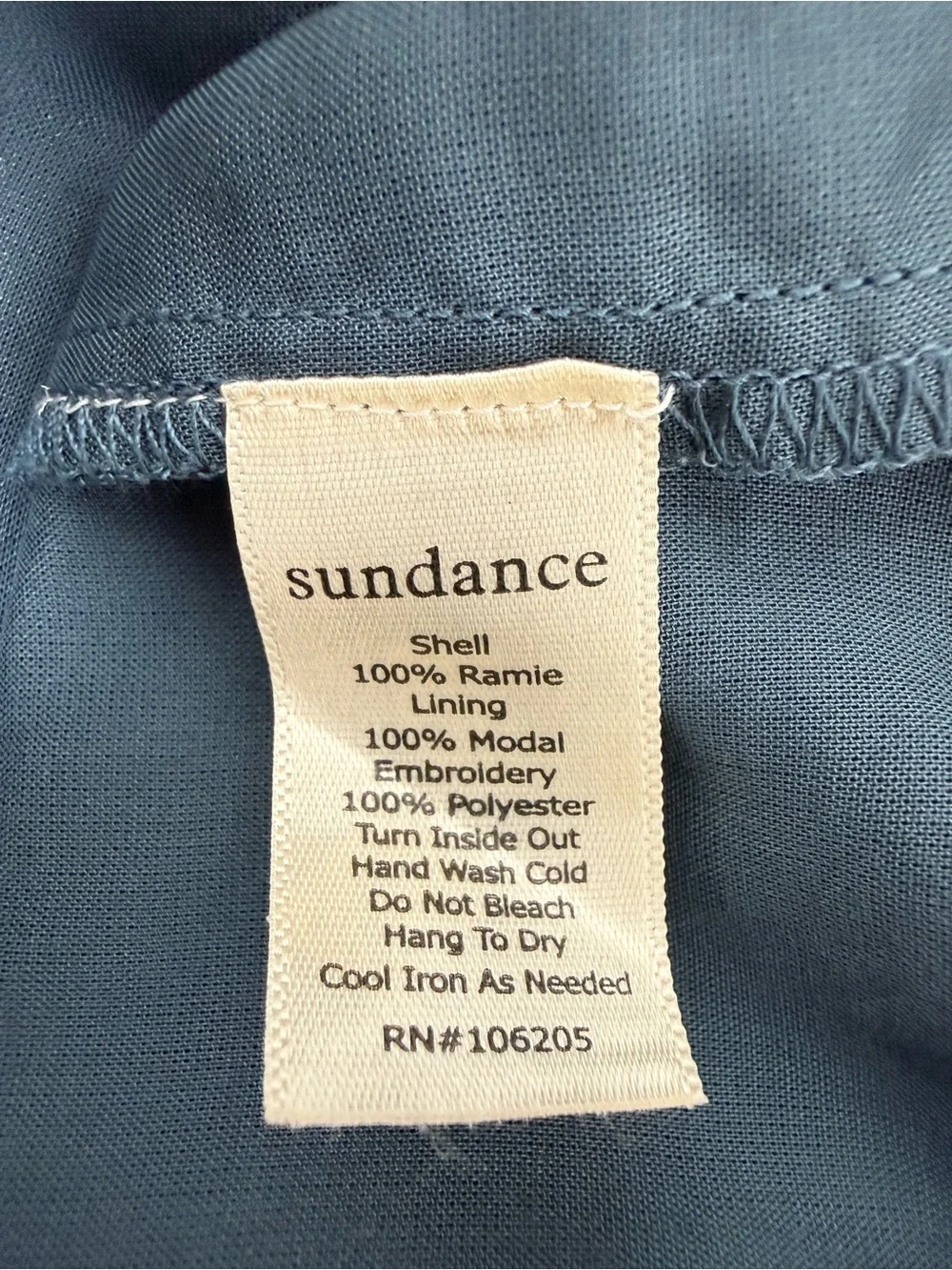Sundance Blue Gray Embroidered Ramie Shift Dress XXL Boho Cutwork Lace Feminine